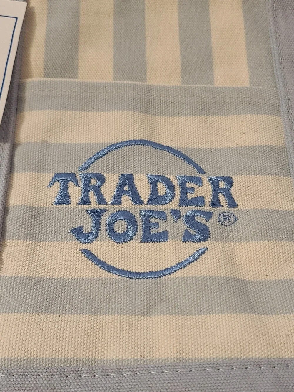 Trader Joe's Blue Striped Mini Canvas Tote Bag - Picture 3 of 9